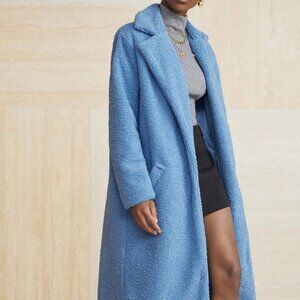 Blue Casual Women's Faux Fur Coat